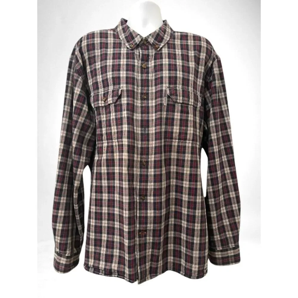 Carhartt Men's Relaxed Fit Plaid Print Long Sleeve Button-Down Work Shirt, 3XL